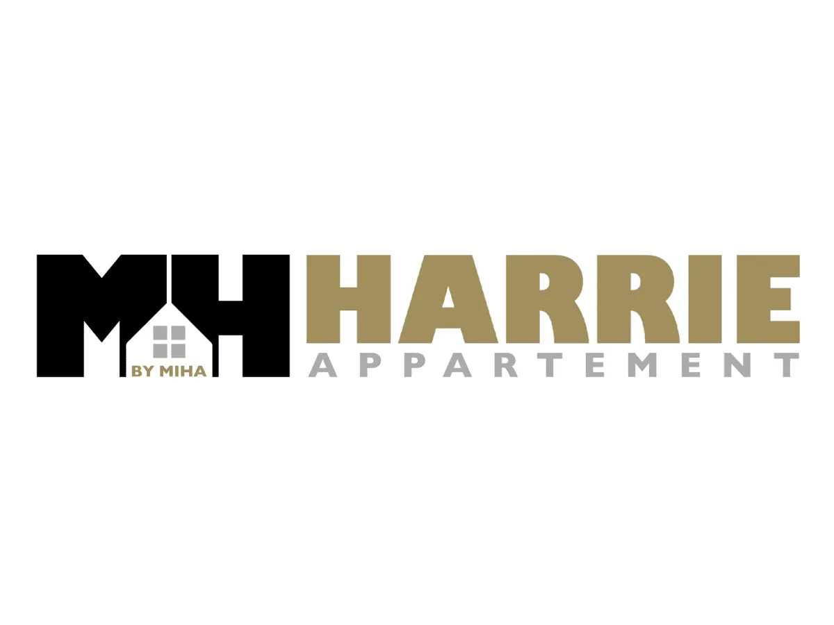 Logo von MH HARRIE Appartement mit Haus-Symbol und Schriftzug.